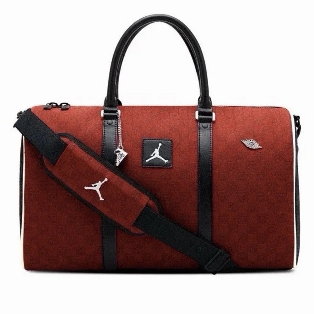 Jordan Nike Monogram Luxury Duffle Bag Varsity Red 40L Luggage Travel LM0759-H15